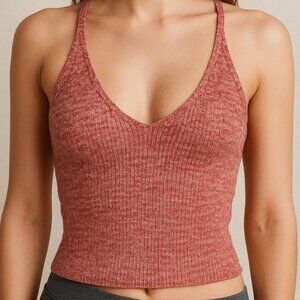 Love Republic Red & White Knit Cropped Tank Top | Size Small